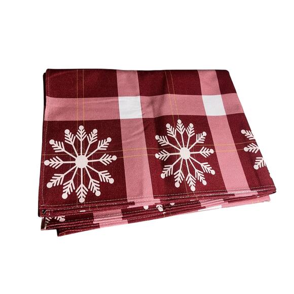 Christmas Tablecloth Red & White Plaid w/ Snowflakes, Trees... 70x54 - Picture 7 of 8